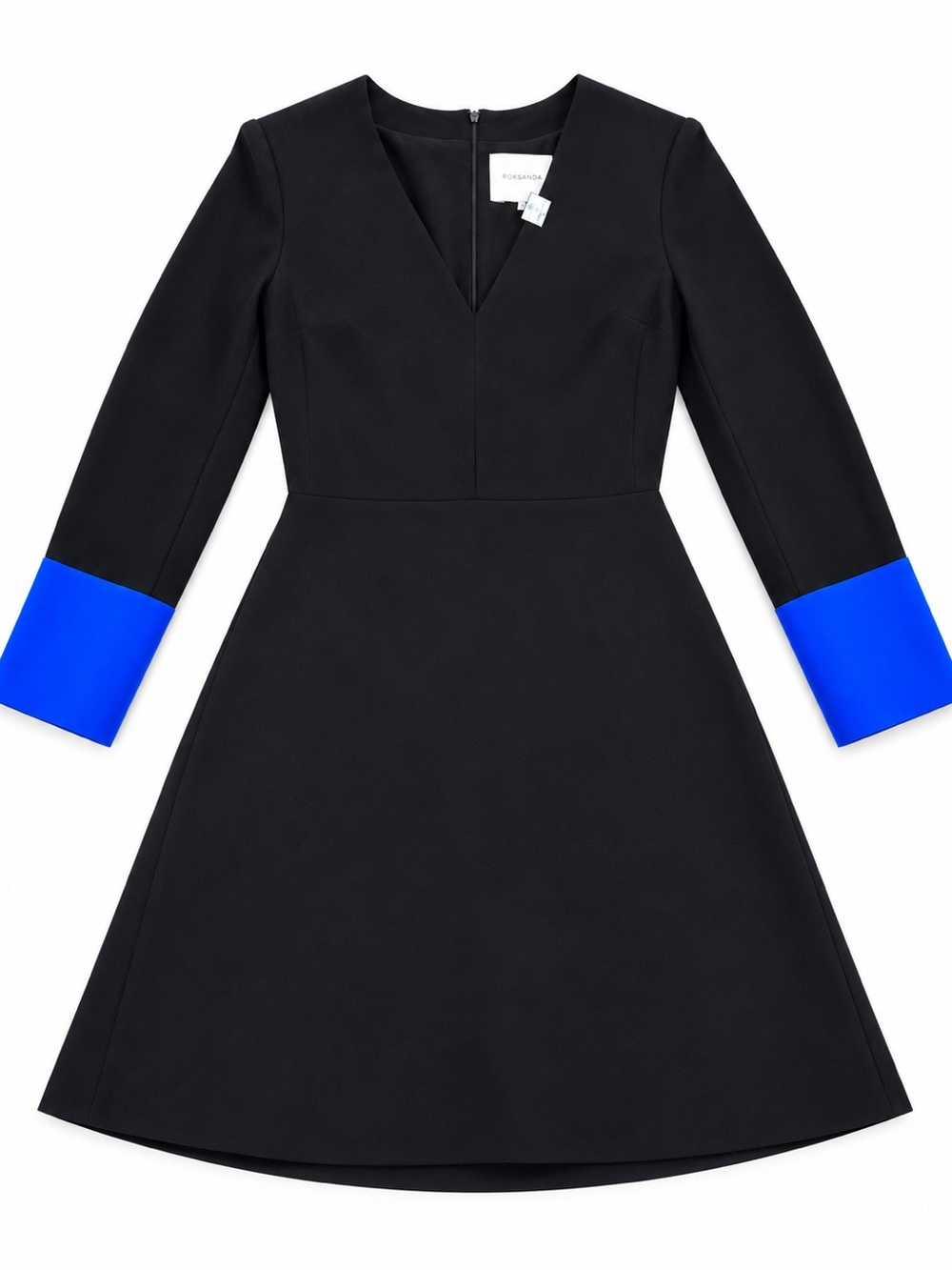 Roksanda Ilincic Black Dress with Vibrant Blue Cuffs,